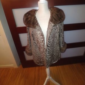 Short mink trim jacket